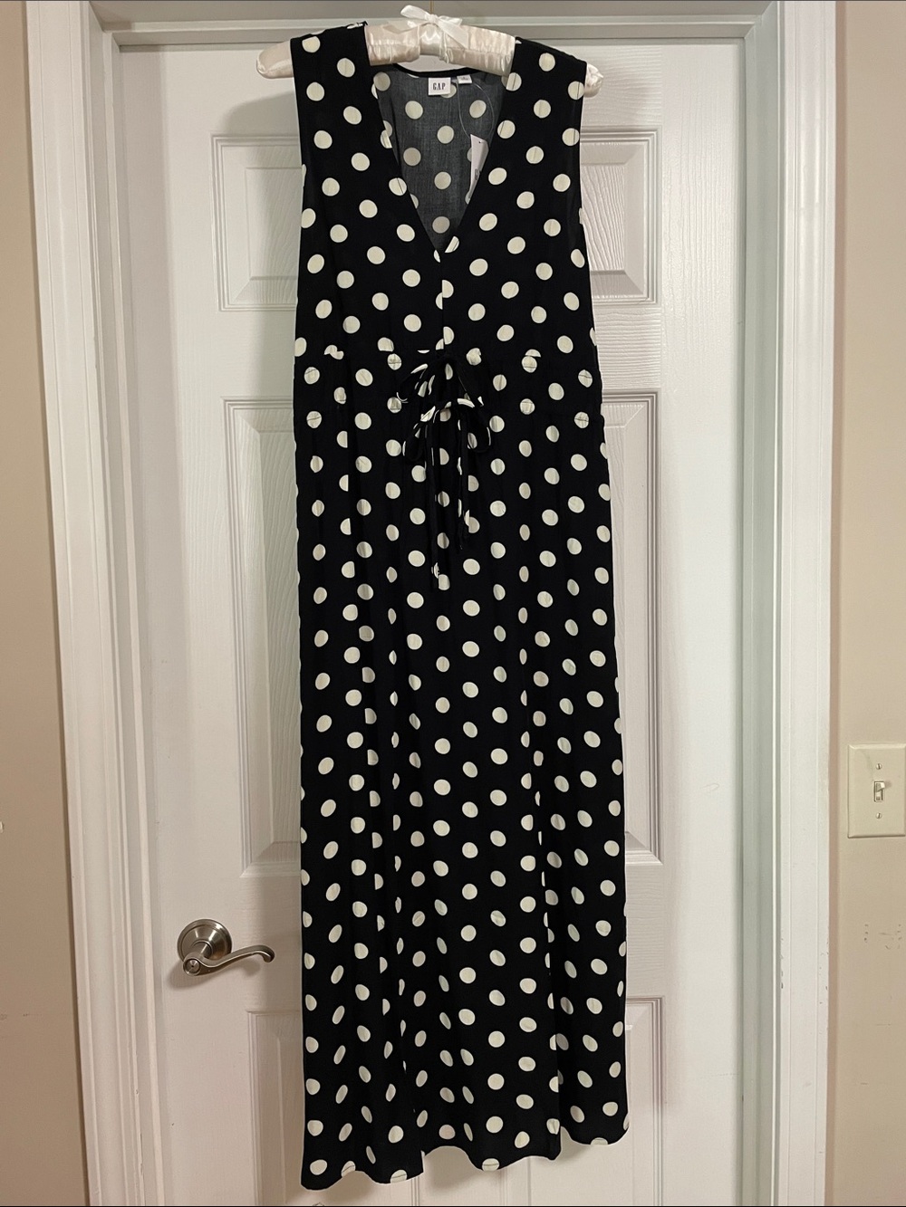 GAP Factory Black and White Polka Dot Sleeveless Maxi Dress
